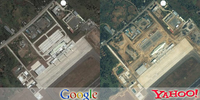  Satellite image comparison between Yahoo! Maps and Google Maps for the Davao International Airport.